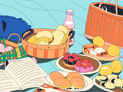 Illustration exercise -colorful food colorful food and drink illustration pinic