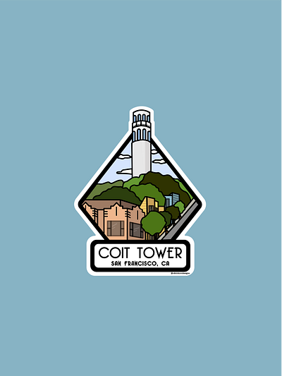 Coit Tower - Sticker Design adobe coit tower design illustration san francisco sticker sticker design vector wacom
