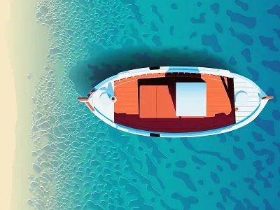 Boat on a Beach - Illustration adobe illustrator blue boat contrast digital illustration flat design flat designs gradients illustration illustration digital ocean product design ripples sea vector vector illustration vectorart water yellow