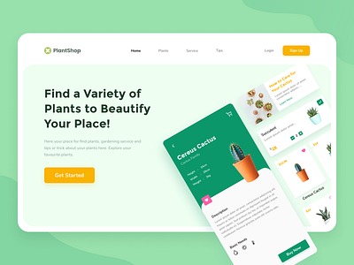 Plants Shop - Header Website Exploration app design clean green header header design header exploration plant plants shop shopping app uidesign uiux uiuxdesign uxdesign webdesign website website concept website design