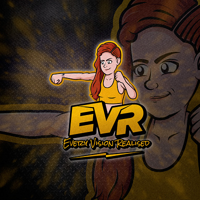 EVR logo and Character - Female Athlete/fighter personal brand athlete branding branding character character design design female athlete female fighter illustration logo mark mascot mma mma fighter vector