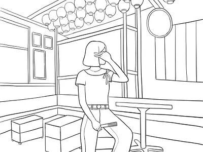 Day 5: Happy Place 2019 austin cute daily design doodle doodleart doodles drawing girl illustration line lineart linework