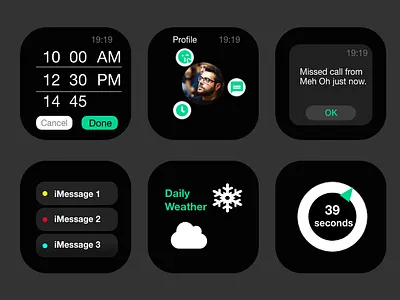 Day 10 #UI black green imessage interactive interface iwatch ui design