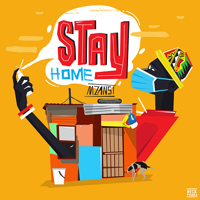 Stay home mzansi african cato manor coronavirus design durban flat illustration township typography vector