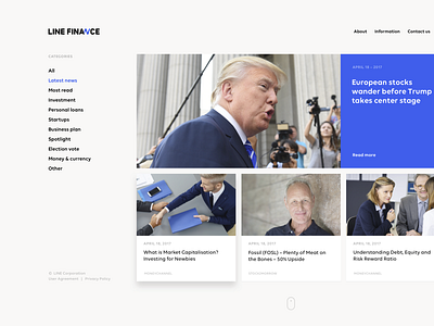 LINE FINANCE blog blue landingpage line news web design