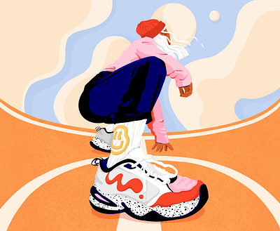 A Matter Of Perspective design editorial illustration fashion female girl illustration illustrator josephinerais modern art perspective playground procreate sneaker