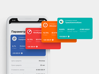 Bank cards app bank calculator credit design interface iphone iphonex ipoteka mobile mortgage parameters realty ui