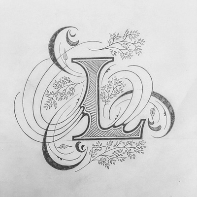 L flourishes illustration lettering