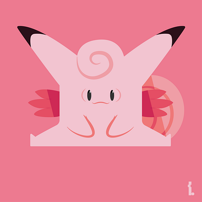 Clefable art clean clefable cute design fairy flat illustration illustrator minimal pink pokemon pokemon go vector