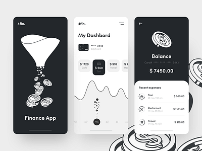 Financial application agency app balance bank bank app bank card banking blackandwhite button credit card dashboad finance fintech insurance ios mobile mobile banking saas spendings sunday