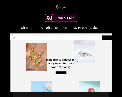 Jewellery Website - Free XD Kit - Sitemap, wireframe, UI Design diamond fonts free free design free kit free xd jewellery open fie sitemap style guide transitions ui ux video website wireframe