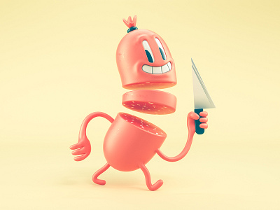 Happy Sausage 3d character 3d character modeling 3d illustration character cinema 4d colorful food fun funny illustration knife octane sausage sculpt