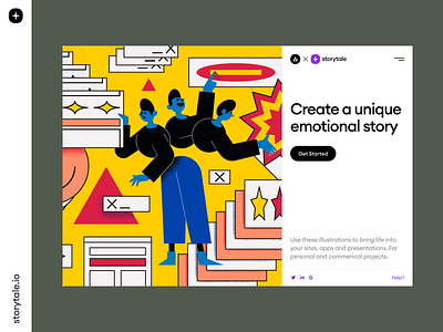 Superb Illustrations app colorful contrast design illustration landing storytale superb ui vector web