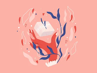 Handmade soap illustration hand heart illustration leaves procreate review soap