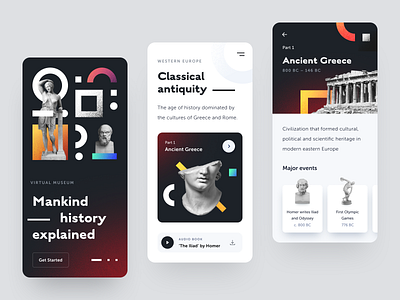 Virtual Museum App ancient antiquity application art design exhibition history interface museum startup ui ux virtual museum