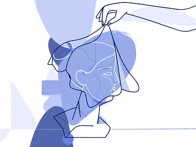 Damage abstract blue broken emotion head illustration melancholy minimalism pastel portrait procreate sculpture woman