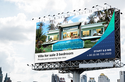 billboard - villa for sale advertising banner billboard design designer illustration photoshop print design seaview street banner