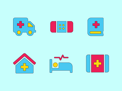 Medical Icon Set ambulance band aid branding first aid kit icon design icon set iconography icons illustration illustrations illustrator medical medicine