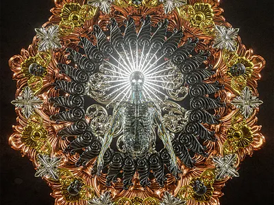 ENLIGHTENMENT 3d animation 3d art 3d artist blender cinema4d dark dark art gold illustration macabre motion design skull skull art skulls