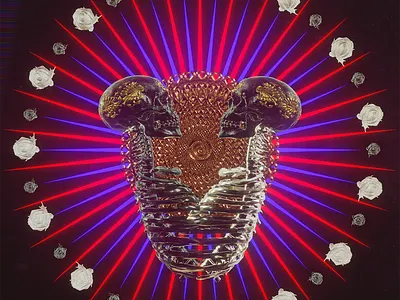 YOU & ME 3d animation 3d art 3d artist blender cinema4d dark dark art flowers gold illustration macabre skeleton skull skull art skulls