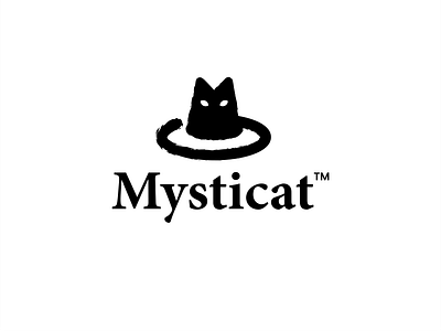 mysticat animal apparel brand cat clever clothing creative design hat logo mark minimal mystic negative space pet simple