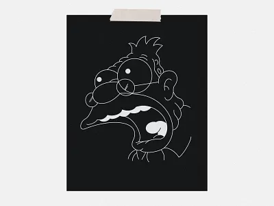 Abe Simpson abe black and white character draw illustration illustrator procreate simpsons sketch the simpsons