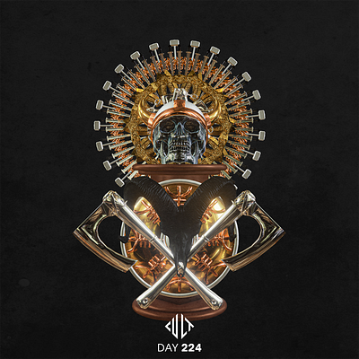 VIKINGS 3d animation 3d art 3d artist blender cinema4d dark dark art gold illustration macabre skeleton skull skull and crossbones skull art skulls viking vikings