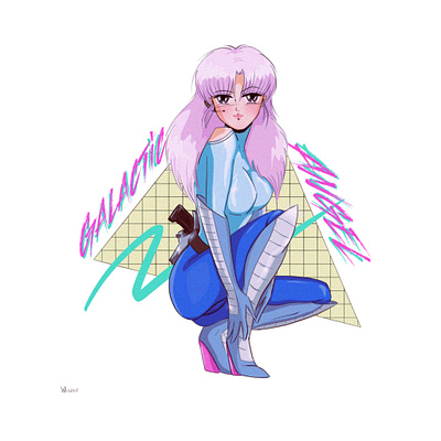 Galactic Angel 80s 80s style 80sanime anime animeart art citypop illustration manga newretro procreate retroanime retrowave