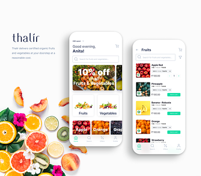 Thalir - Organic Fruits & Vegetables concept mobile app mobile app design ux ux design uxdesign