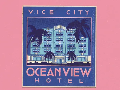 Ocean View Hotel hotel illustration label label design lettering lisboa portugal vintage
