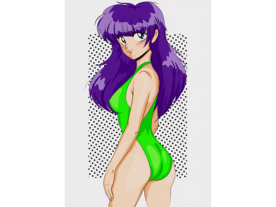 Beach girl 80s 80s style 80sanime anime animeart citypop illustration manga newretro procreate vaporwave