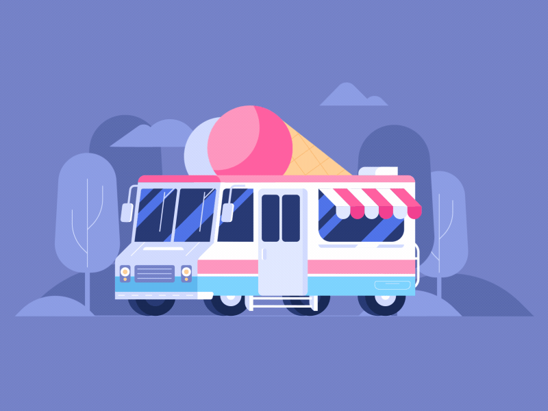 ice cream van 2d 2d animation after effects animated gif animation animations car car animation cute duik fake3d fakerotation illustration motiondesign motiongraphics rig vector