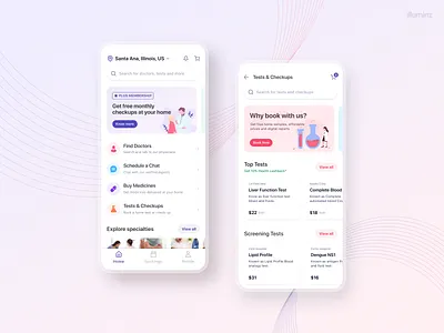 Healthcare Mobile App Design app card category chat colors consultation detail page doctors healthcare home ios medical medicine mobile app physician schedule ux