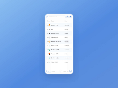 Xchange – Table Mobile Scroll for Crypto Platform animation bitcoin crypto crypto exchange crypto trading cryptocurrency ethereum flat mobile money table ui ux