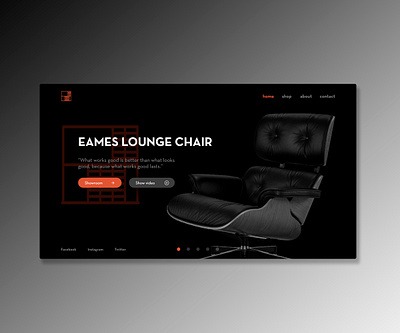 Landing page UI concept. Eames Lounge Chair. adobexd digitaldesign dontmakemethink eames chair ui uidesign usability userinterface ux uxdesign website design