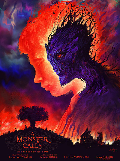 A Monster Calls - alternative movie poster alternative art calls citizens colorful contemporaryart digital digitalart drawing illustration ladislas monster movie movie poster painterly painting poster