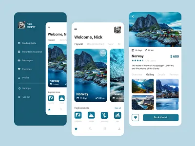 Travel App app climbing design enjoy hiking iceland norway tourism travel traveling trip trips ui uidesign uiux ux webdesign