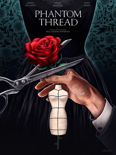 Phantom Thread Alternative Movie Poster alternative art digital drawing illustration ladislas movie painting phantom poster realistic rose thread