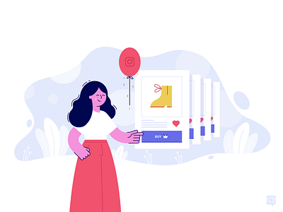 Social shopping 2d baloon blob branding design girl illustration instagram shopping social vector