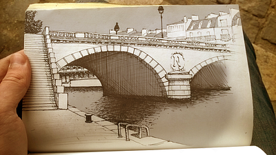 Pont Napoléon bridge drawing hand drawn napoleon paris pen and paper