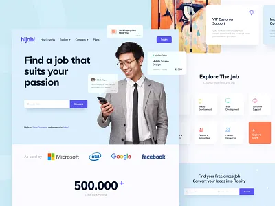 Web Design - Job Finder app design creative dailyui dailyui 003 find job freelancer job job application job posting job website landingpage minimal mockup ui ui design ux ux design uxui webdesign website