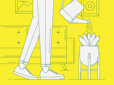 Atoms Shoes atoms couch design home illustration inside monoweight illustration plants shoes watering