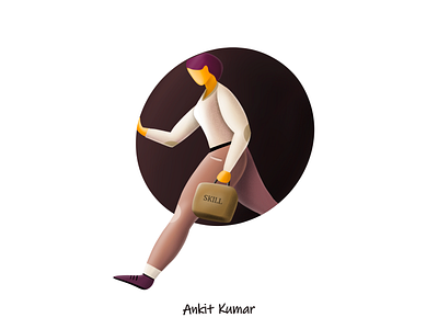 Lockdown Skills briefcase brown girl character design creative design door gal shir girl character girl illustration graphic design home illustration lockdown procreate app procreate art skillbox skillset texture brush ui walking walking lady