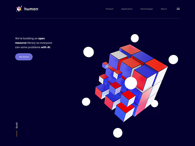 Human - Web Design for Open Source Library 3d 3d animation ai ai tools animation clean colors cube library motion open resource open source ui ux web design