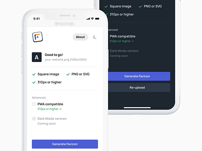 Favycon Mobile View brand clean dark mode favicon favycon icon icons light mode logo mobile pwa simple web app website white