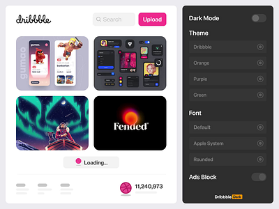 Introduce Dribbble Dark css dark dark theme dark ui darkmode dribbble setting style styleguide stylus switch theme ui userstyle web