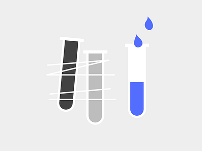 Iteration blue design dribbble geometry gray illustration iterate iteration iterations iterative lab laboratory minimal redesign test test tube testing user usertesting white