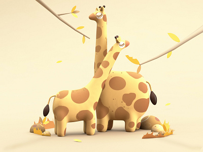 Wild Love 3d 3d animation animal animals apple character characters colors dribbble dribbble best shot follow google illustration japanese art kawaii art love page print texture webillustration