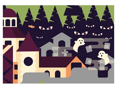 Part of my illustration for a new brewery. artwork beer beer branding branding brewery church dark design digitalart ghost graphic design graveyard haunted illustration trees vector vector illustration