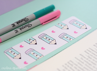 Bookmarks - Pencil Pattern art book bookmark bookmarks cartoon character cute graphic design illustration illustration art illustrator ilustración